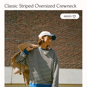 Free People Classic Striped Oversized Crewneck